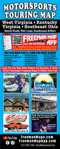 Motorsports Touring Map showing WV, KY, VA and Southeast OH.  100 of Rides