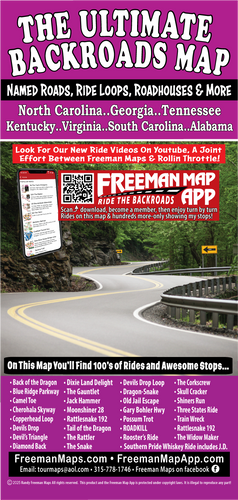 Ultimate Backroads Map-NC, TN, VA, KY, GA, SC, AL. From Bowling Green, KY and Nashville to Back of The Dragon in VA to just North of Atlanta