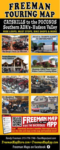 Motorcycle Touring Map Catskills, Southern Adirondacks, Hudson Valley to Poconos