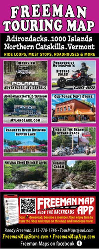 Motorcycle Touring Map ADK, 1000 Islands, N. Catskills, Vermont