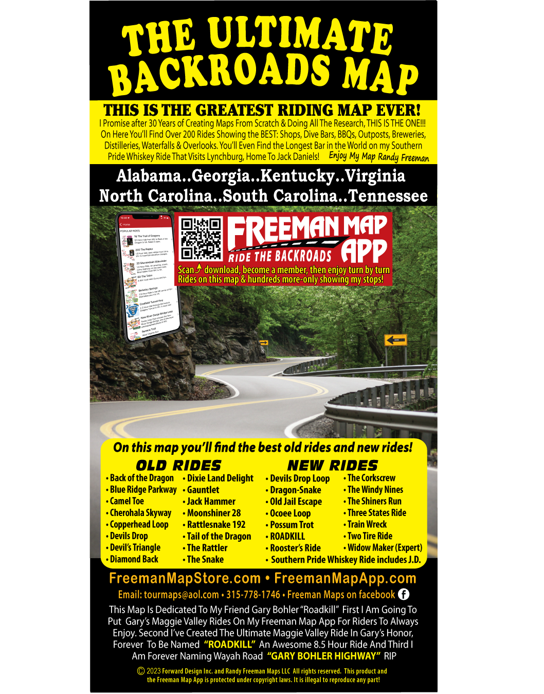 The Ultimate Backroads Map-NC, TN, GA, SC, AL with ALL THE GREAT NAME RIDES AND MORE!!